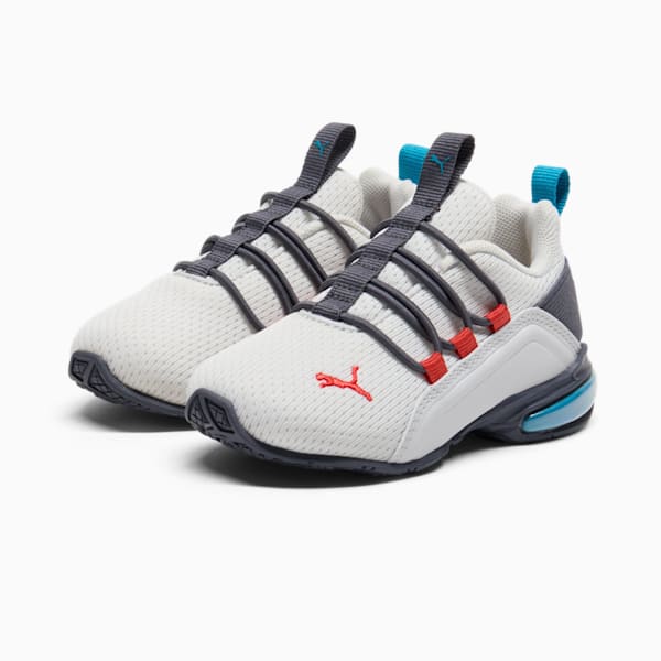 Tenis para infantes Axelion Mesh, Feather Gray-Galactic Gray-Red Fire, extralarge